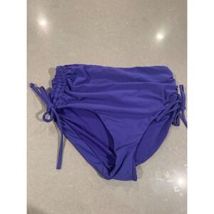 CALLA Women's Purple Ruched Side Tie High Waist Bikini Bottoms Size S